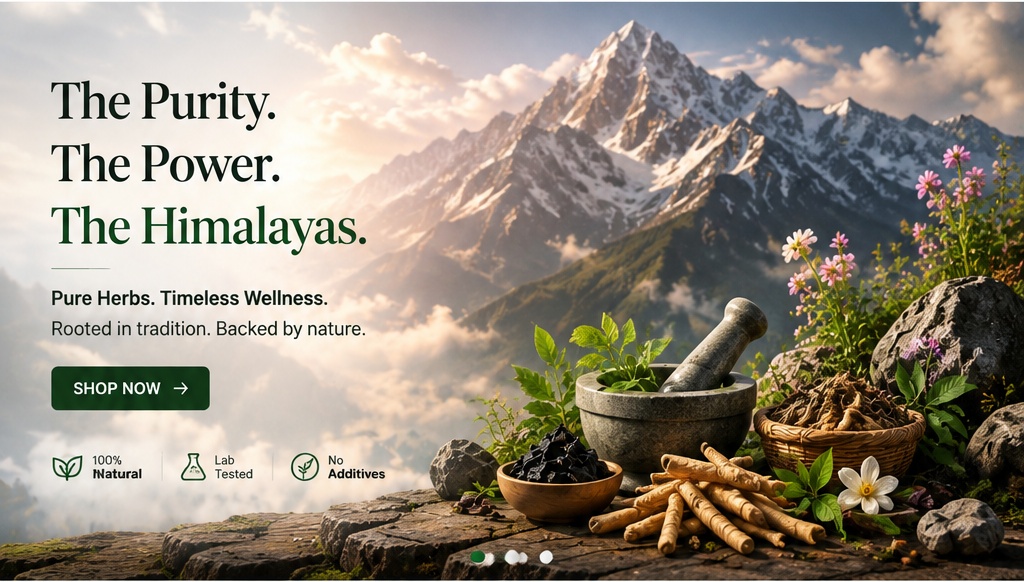 HIMPLUS Himalayan wellness products with mountain herbs and Ayurvedic ingredients
